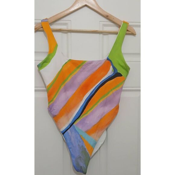 Mara Hoffman womens medium one piece swimsuit orange purple - Picture 3 of 7
